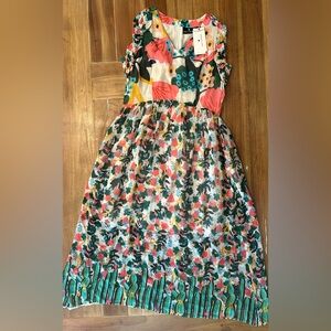 EMILY LOVELOCK Cactus floral midi‎ dress. Small.